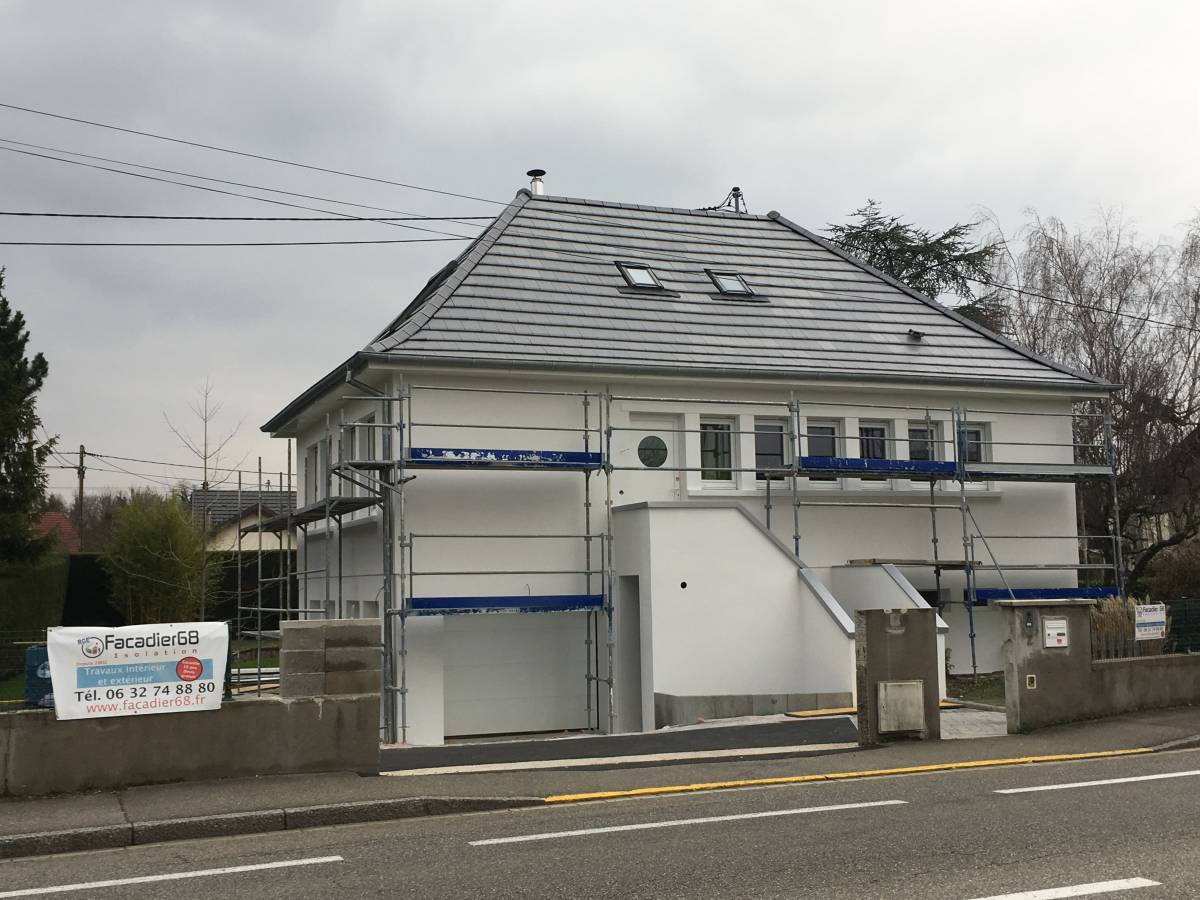 CHANTIER PFASTATT | Soleil Façades Ravalement de façade avec entoilage (ravalement armé) à Pfastatt Wittelsheim